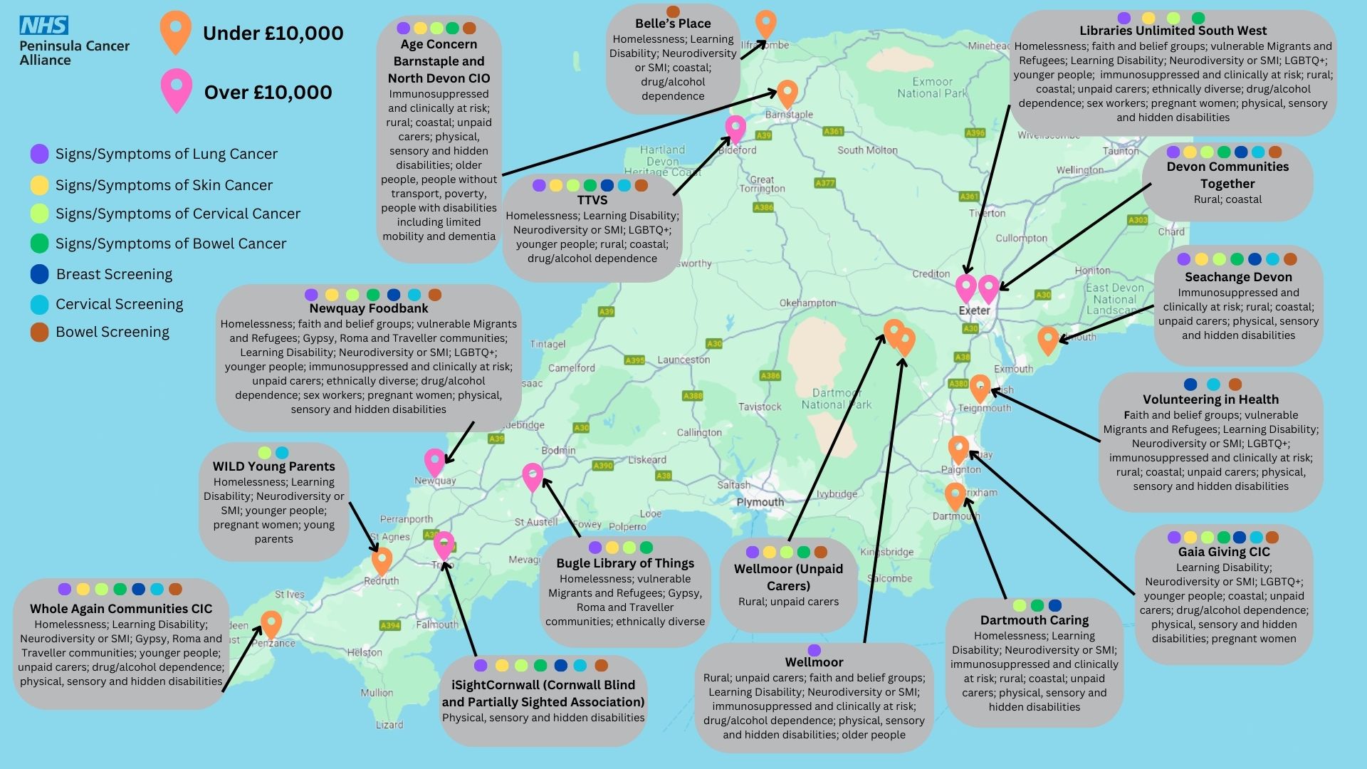Community Fund Map Map showing the groups we funded in 2024.